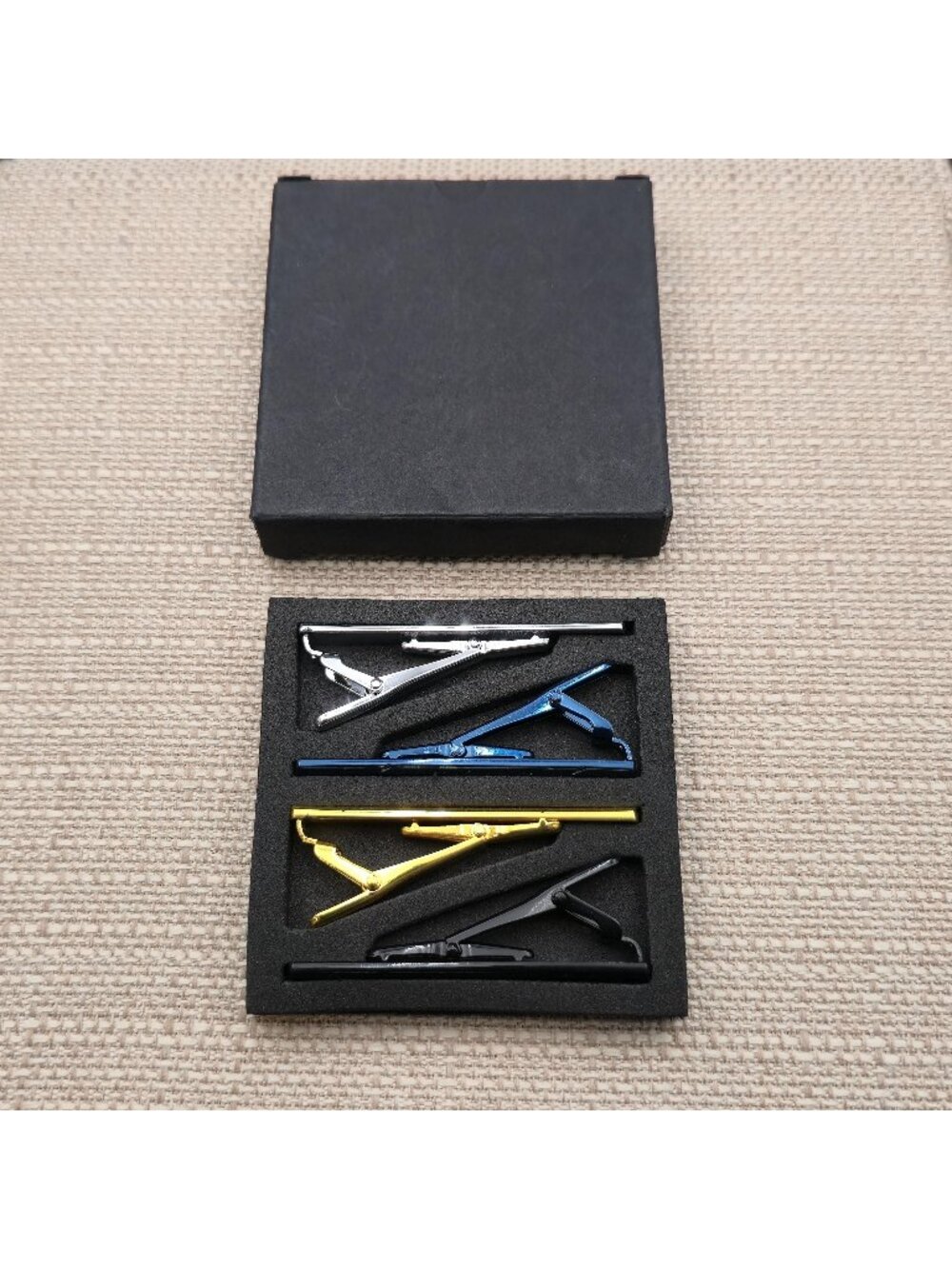 Minimalist Skinny Tie Bar Set | Silver, Gold, Navy, and Black Finishes B1327